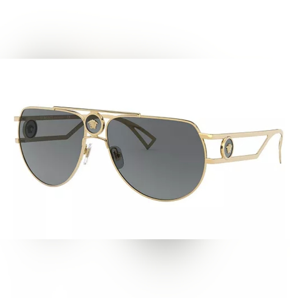 Versace Aviator Sunglasses with Gold Frame and Black Lenses - Picture 4 of 13